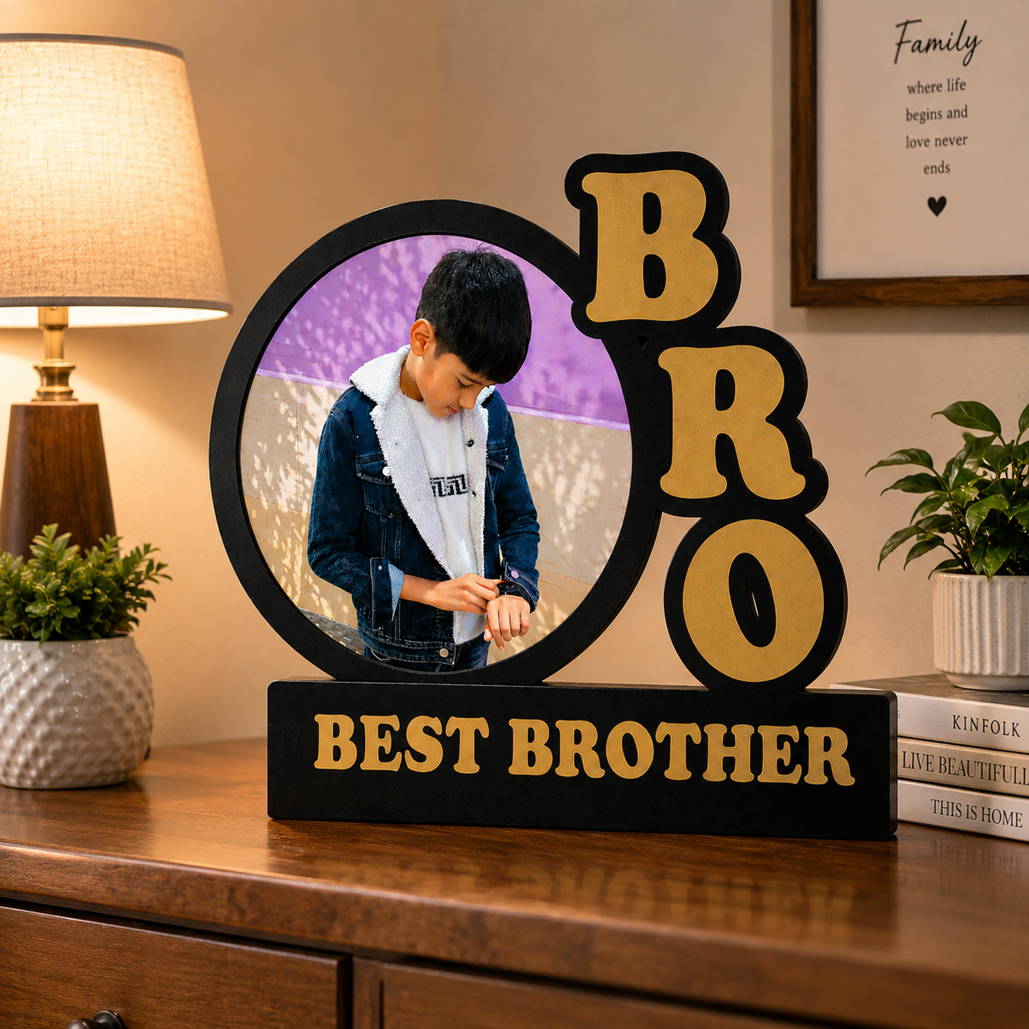 Best Bro/Best Brother Personalized/Personalize Photo Frame for Gifts Wooden Frame |Gifting Frame for All Occasions| (Multicolour,11x7 inches) 2,Tabletop