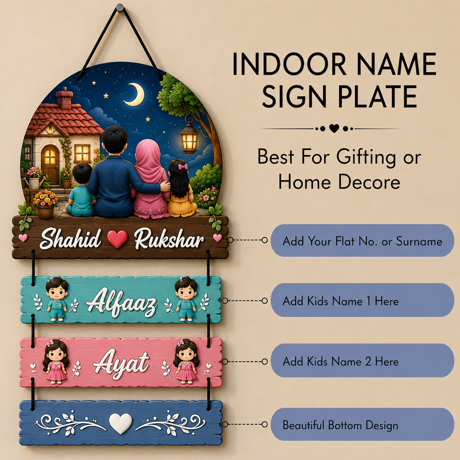 Housewarming Gifts, Wedding Gifts, Anniversary Gifts, New Home Decor, Couple Gifts & Personalized Family Decor. Modern UV Printed Finish