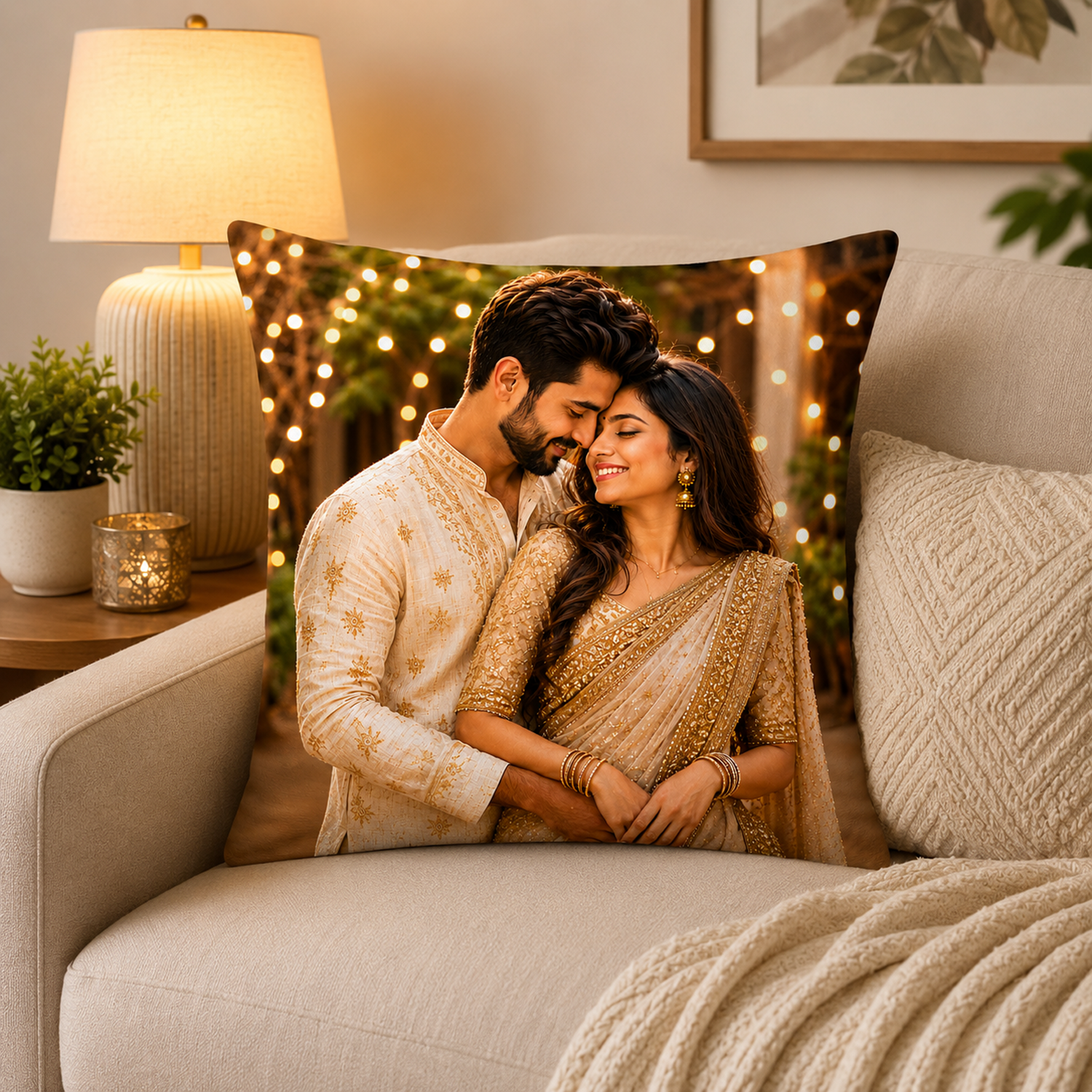 Customized Custom Photo Pillow/Cushion- Cushion Cover with Filler, White, Set of 1, Satin, 16x16 inches Gift for Birthday ,Anniversary, Wedding, Grilfriend, Hubby.