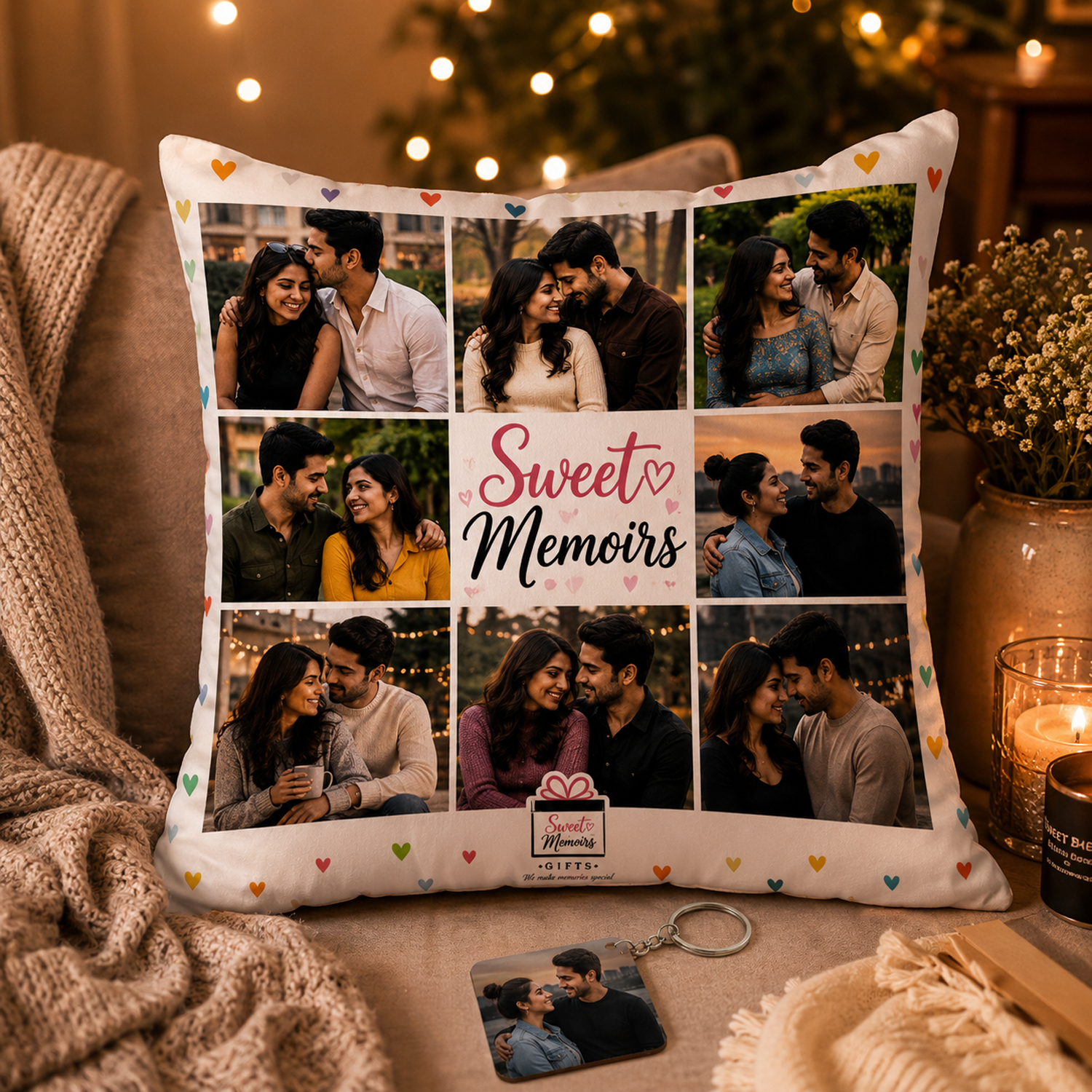 Personalized Cushion/Pillow for Gift to Husband,Wife,Mother,Father,Girl, Boy,Best Friend On Birthdays, Valentine, Rakhi with Filler 16x16 Inches, Multi, Style